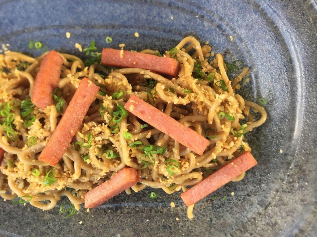 Fried Spam with Garlic Butter Noodles