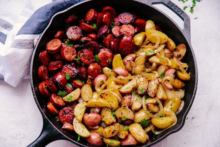 Garlic Butter Beef and Sausage Skillet