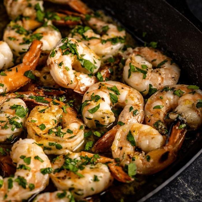 Garlic Butter Cascatelli with Grilled Shrimp