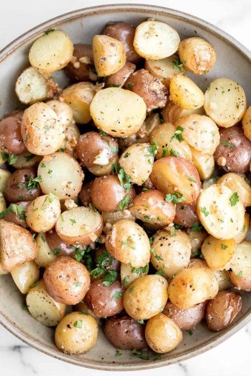 Garlic Parmesan Roasted Mini Potatoes