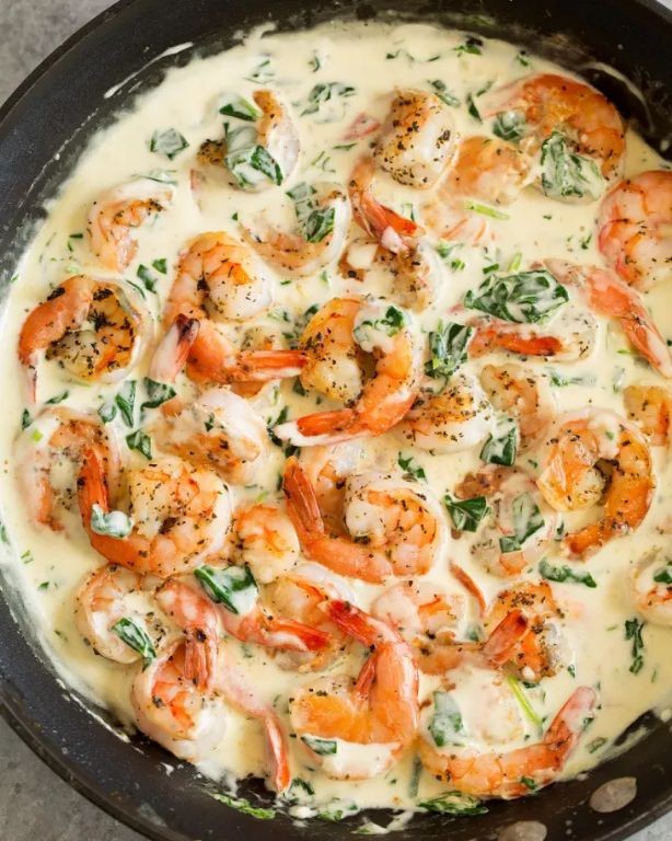 Garlic Parmesan Shrimp with Spinach