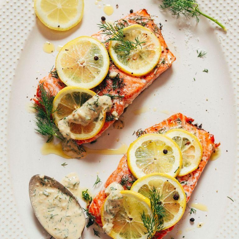 Garlic Roasted Salmon with Lemon and Dill