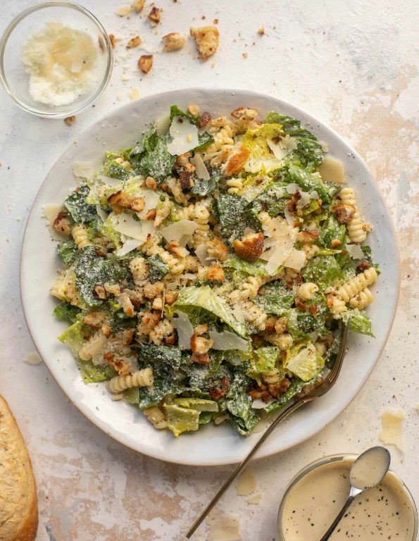 Greek Yogurt Caesar Pasta Salad