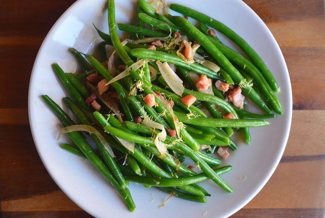 Green Beans with Bacon and Caramelized Shallots