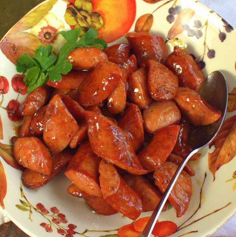 Grilled Beyond Sausage with Mustard Glaze