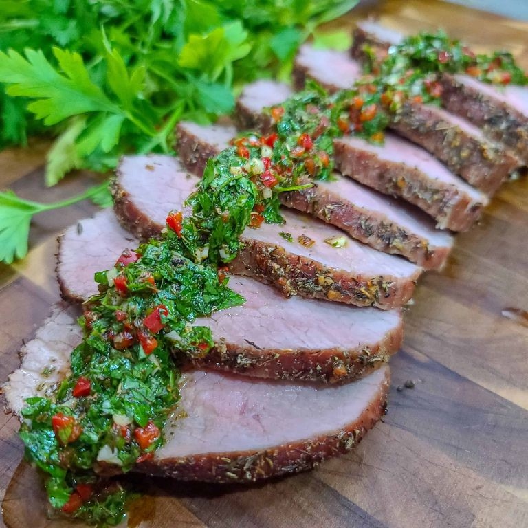 Grilled Eye of Round Steak with Chimichurri Sauce