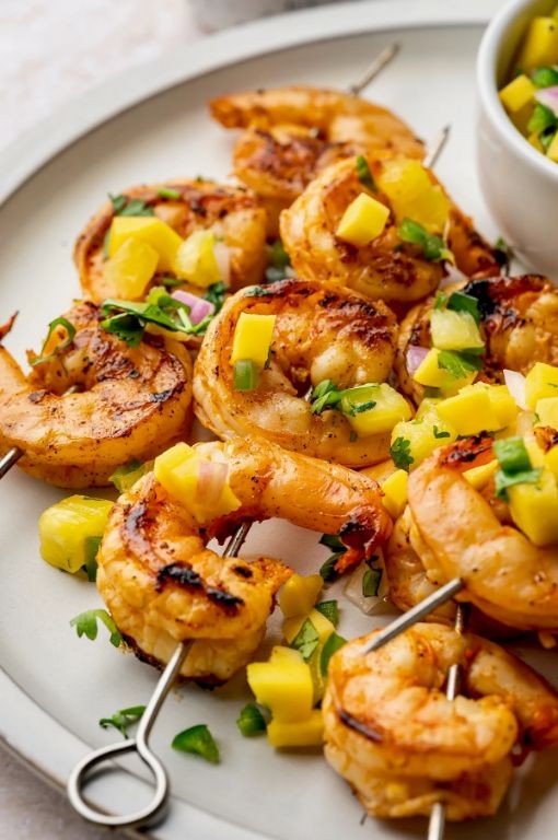 Grilled Shrimp Skewers with Pineapple Salsa