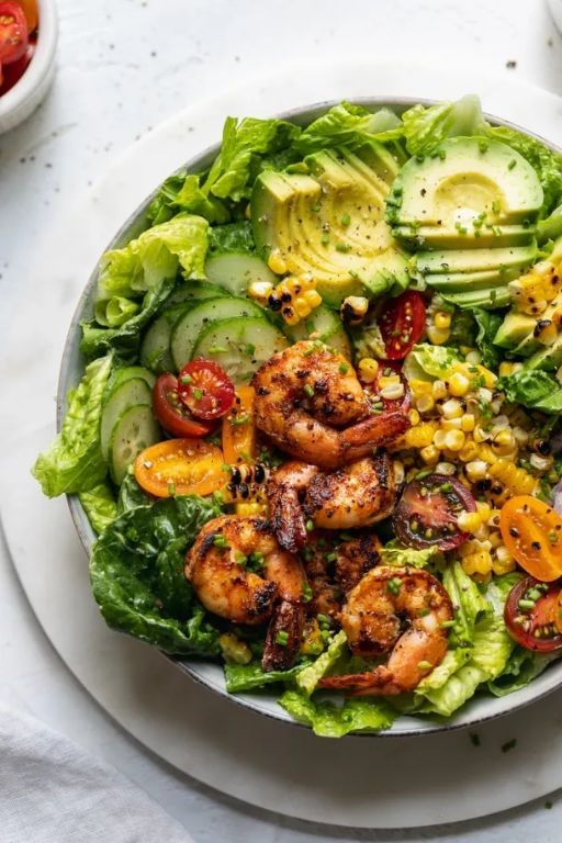 Grilled Shrimp and Blackened Corn Salad