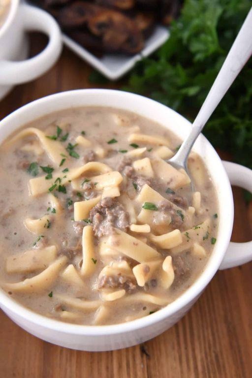 Ground Beef Stroganoff Soup