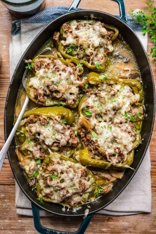 Ground Beef Stroganoff Stuffed Peppers