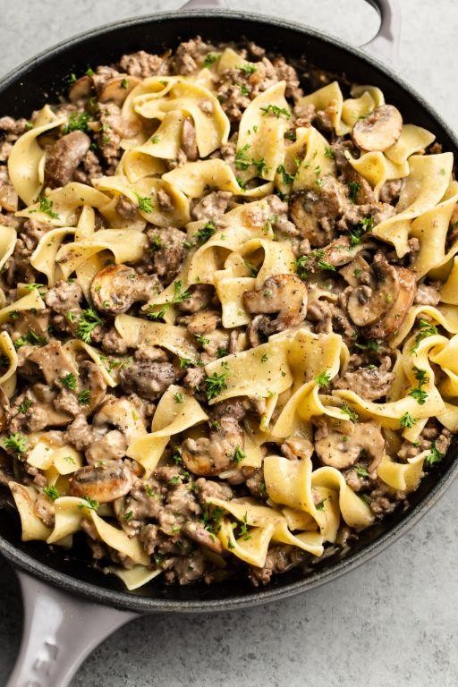 Ground Beef Stroganoff with Dijon Mustard