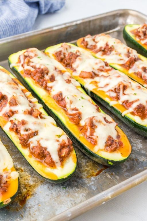 Ground Brisket Stuffed Zucchini Boats