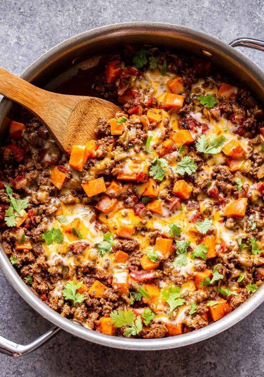 Ground Brisket and Sweet Potato Skillet
