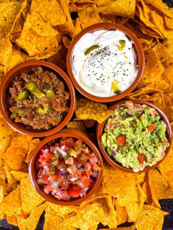 Guacamole and Sour Cream Nacho Dip