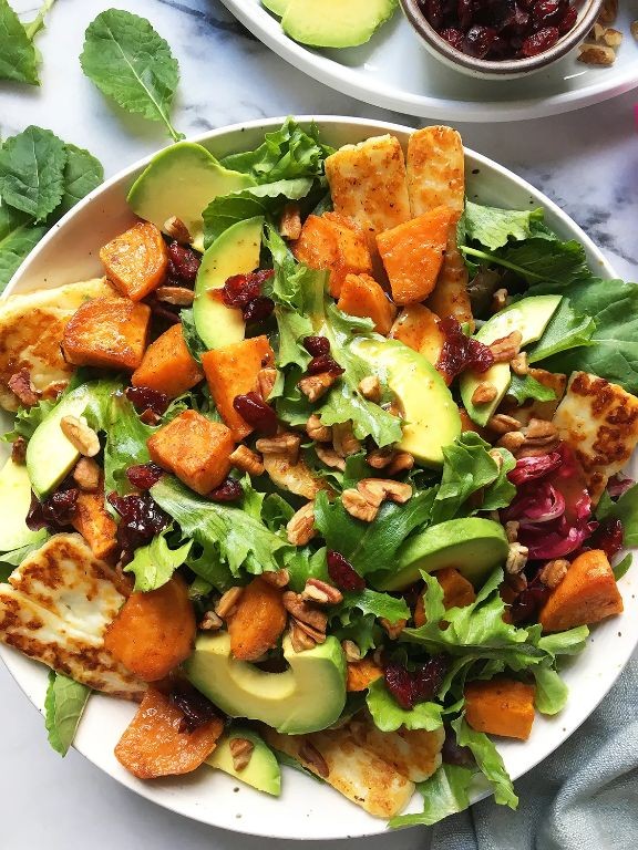 Halloumi and roasted sweet potato bowl