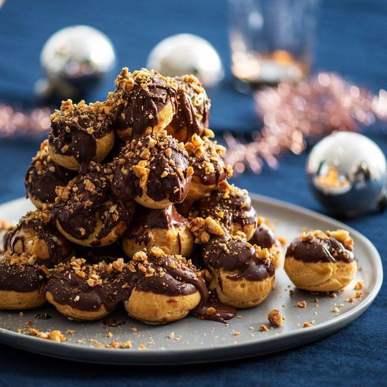 Hazelnut Praline Profiteroles