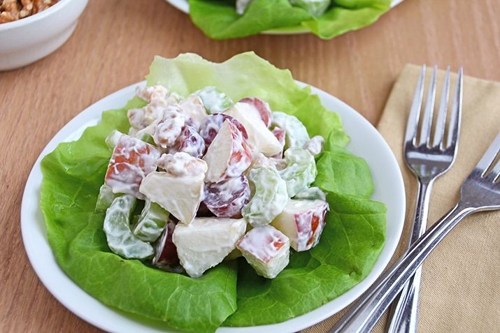 Healthy Waldorf Salad with Greek Yogurt Dressing