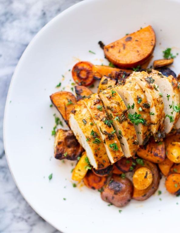 Herb-Roasted Chicken with Steamed Vegetables