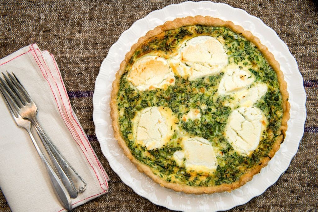 Herbed Mirepoix Quiche with Goat Cheese