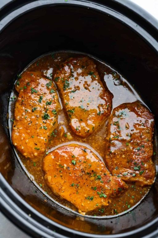 Honey Garlic Slow Cooker Pork Chops