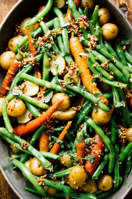 Honey Mustard Roasted Green Beans and Carrots
