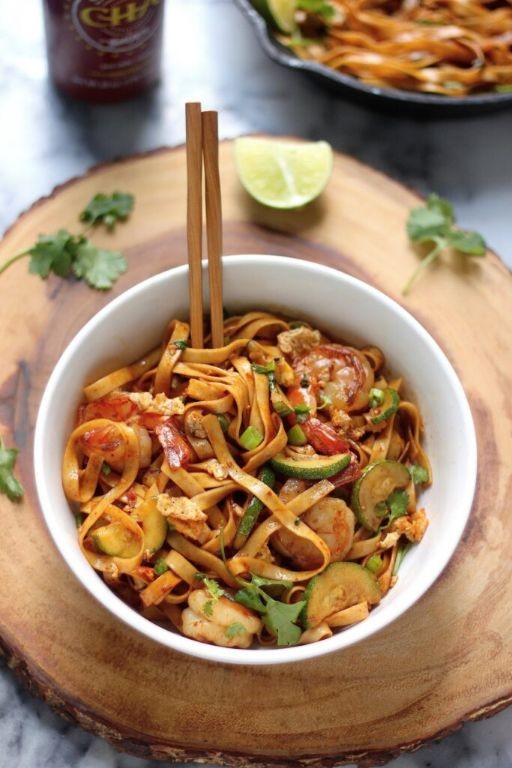 Honey Sriracha Shrimp Lo Mein