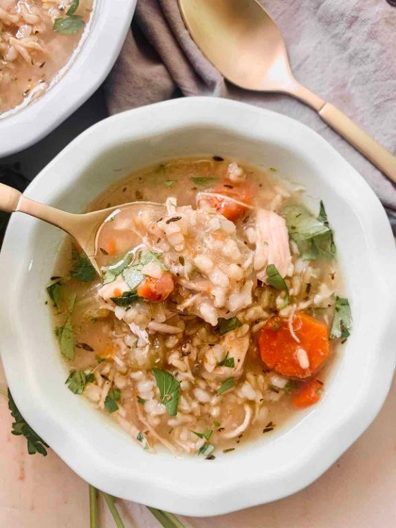 Instant Pot Chicken and Brown Rice Soup