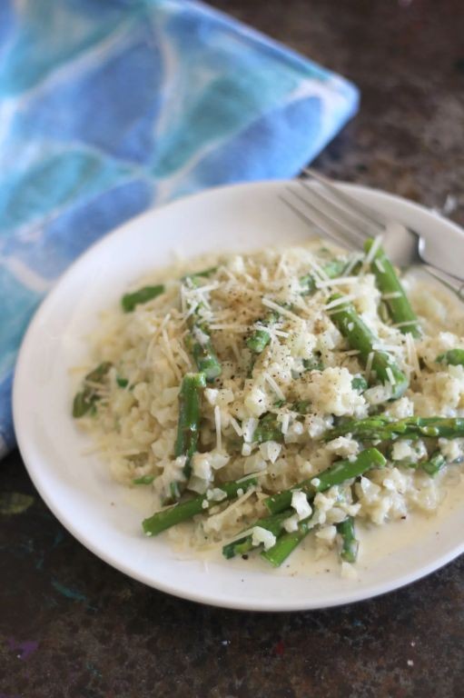 Keto Asparagus and Cauliflower Rice Pilaf