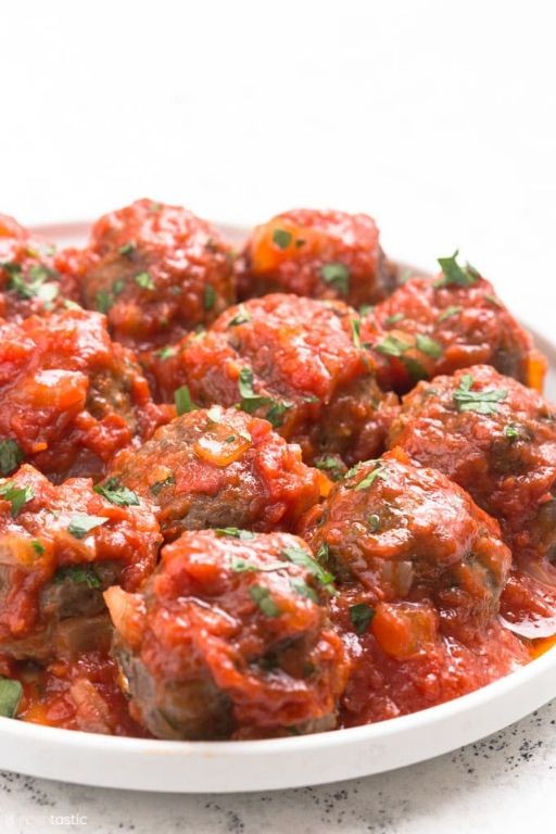 Keto Ground Pork Meatballs with Marinara Sauce