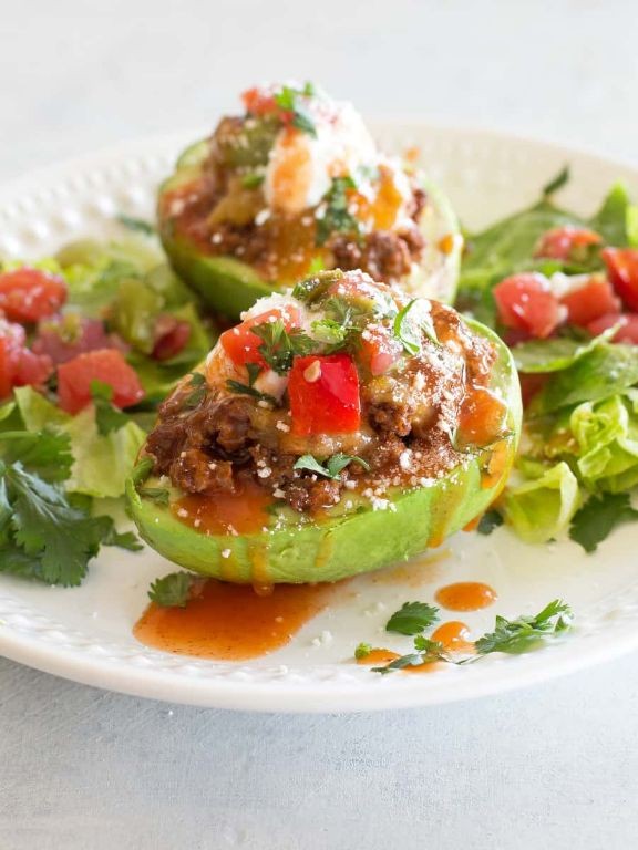 Keto Ground Pork and Avocado Stuffed Tomatoes