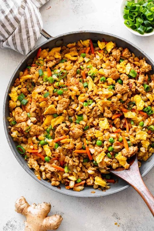 Keto Ground Pork and Cauliflower Rice Skillet