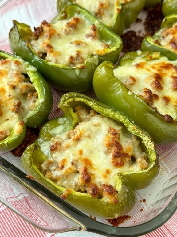 Keto Ground Pork and Cheese Stuffed Peppers