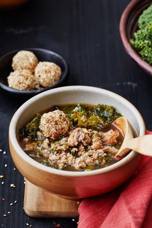 Keto Ground Pork and Kale Soup