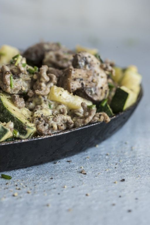 Keto Ground Pork and Mushroom Skillet