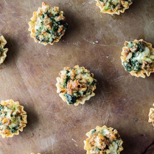Kielbasa and Spinach Phyllo Cups