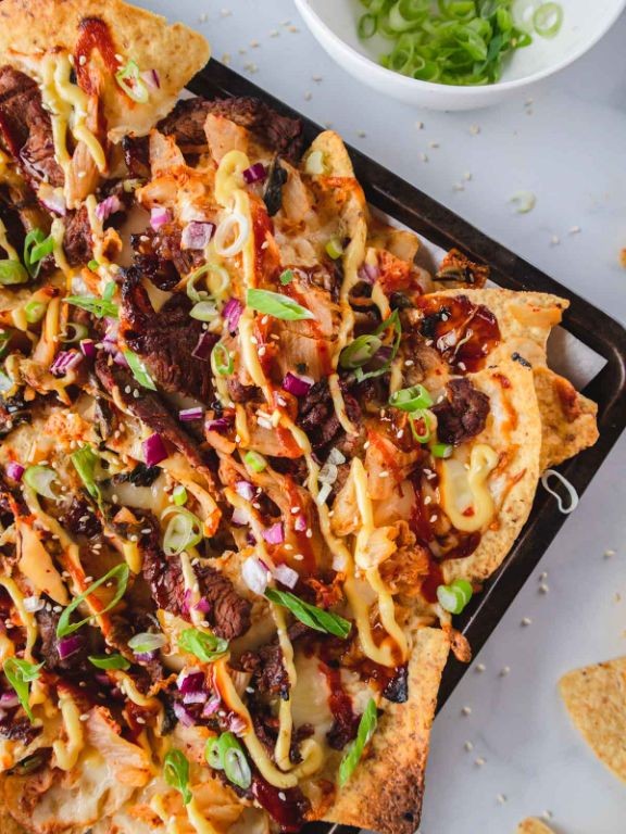 Korean BBQ Nachos with Kimchi