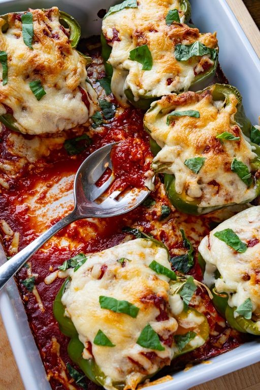 Lasagna Stuffed Bell Peppers with Marinara