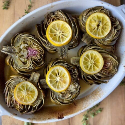 Lemon Herb Roasted Whole Artichokes