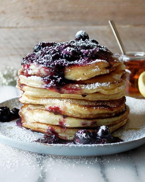 Lemon Ricotta Pancakes with Fresh Berries