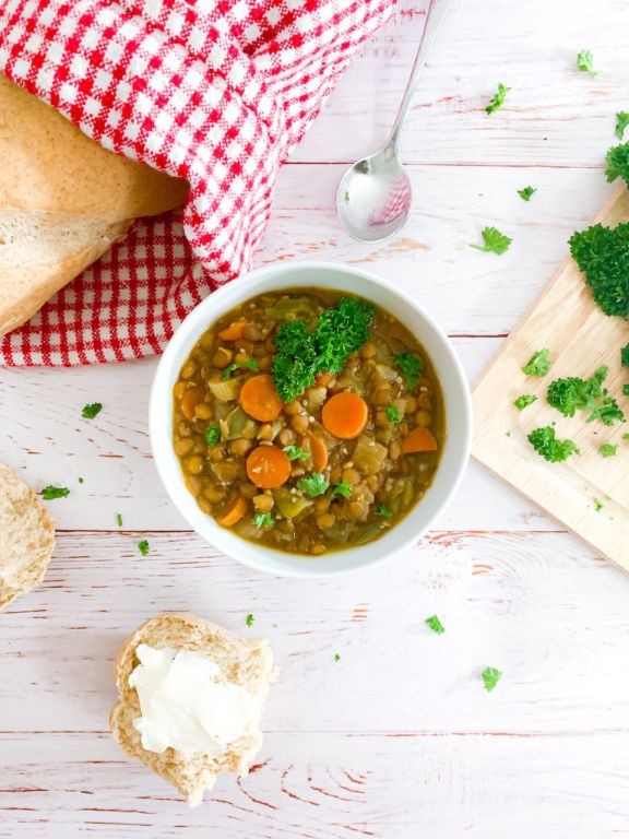 Lentil Soup with Mirepoix and Herbs