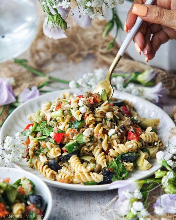 Lentil and Cucumber Pasta Salad
