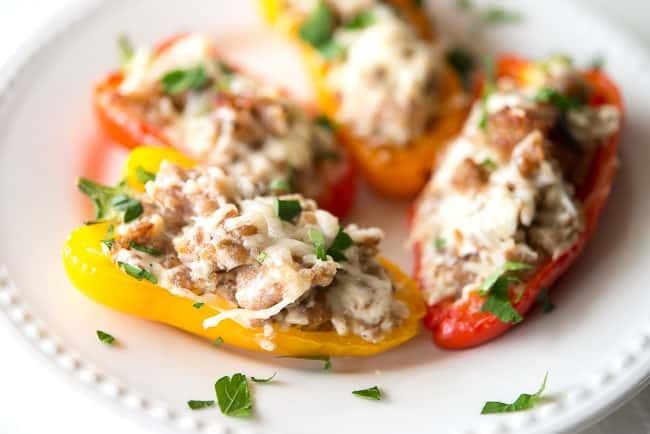Lil Smokies and Cheddar Stuffed Peppers