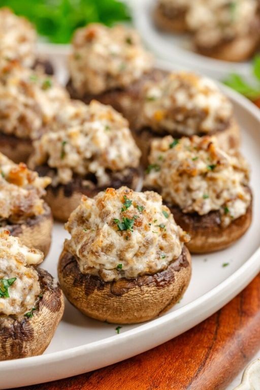 Lil Smokies and Cheese Stuffed Mushrooms