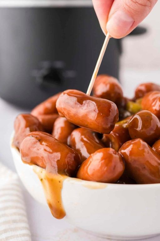 Lil Smokies and Gravy Over Biscuits