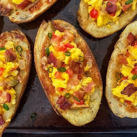 Loaded Breakfast Potatoes with Bacon and Eggs
