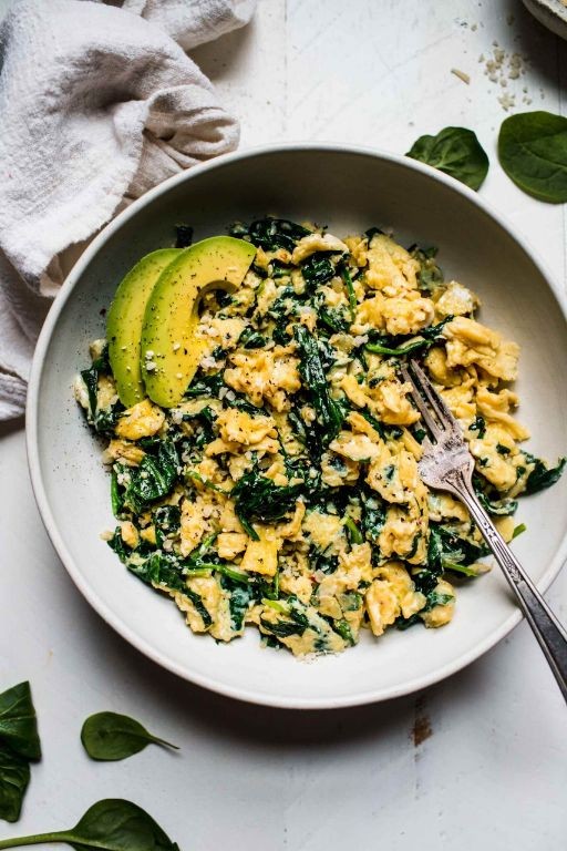 Longevity Spinach and Scrambled Eggs