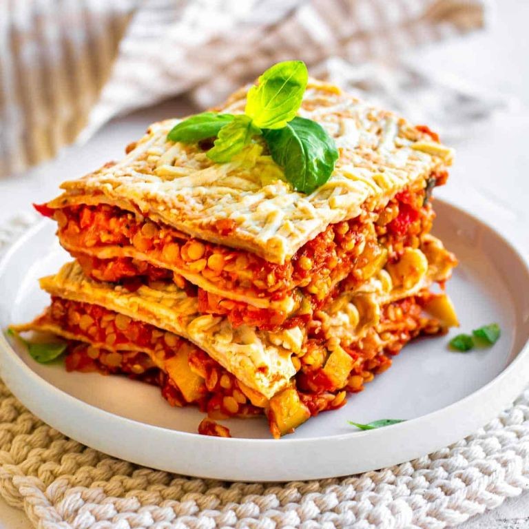 Lowfat Vegan Lentil Lasagna