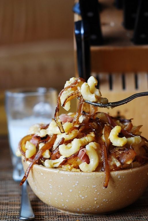 Mac and Cheese with Bacon and Caramelized Onions