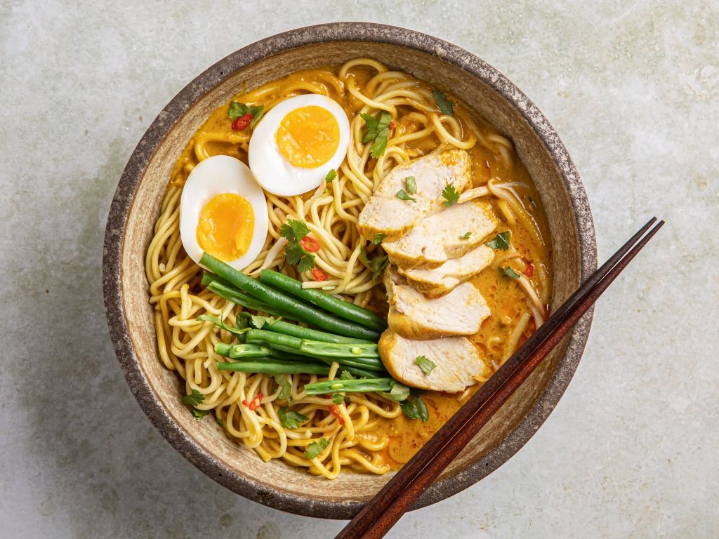 Malaysian Curry Laksa with Egg Noodles