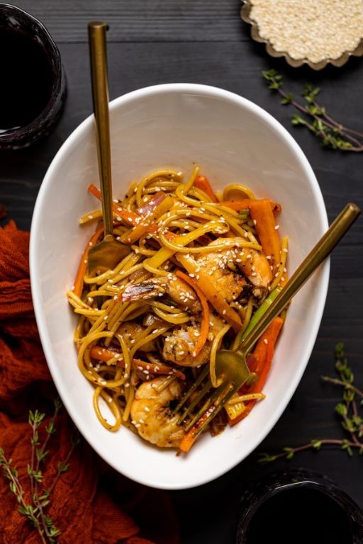 Maple Soy Glazed Shrimp Lo Mein
